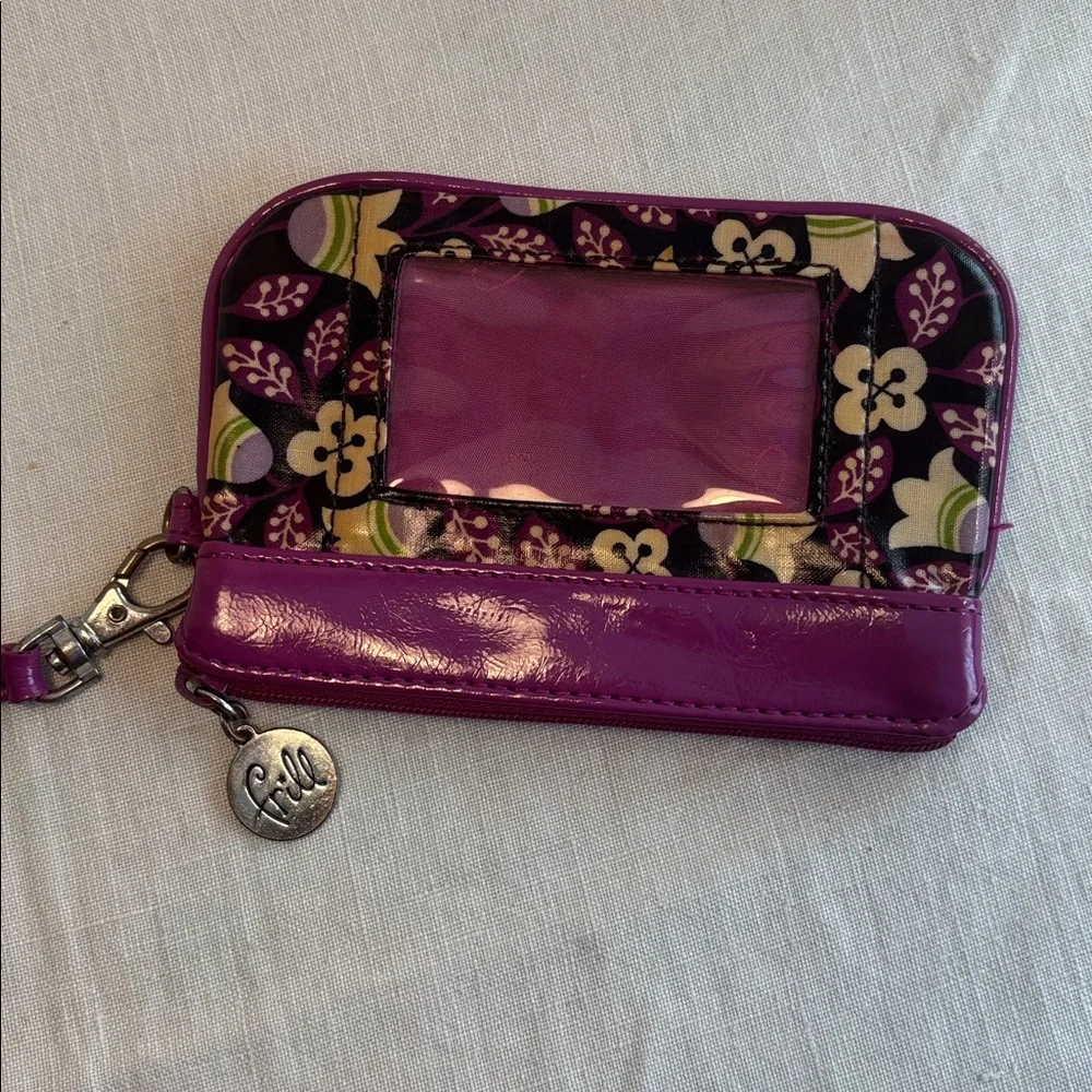 Vera Bradley Frill Purple Plum Petals Wristlet With Id Window
